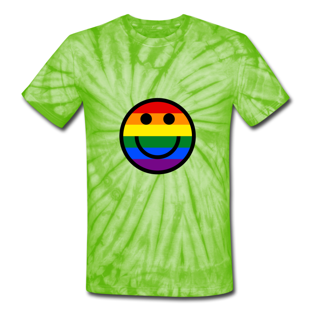 Happy Rainbow Unisex Tie Dye  T-Shirt - spider lime green