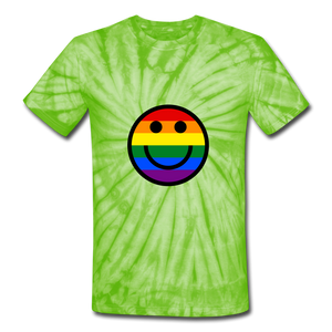 Happy Rainbow Unisex Tie Dye  T-Shirt - spider lime green