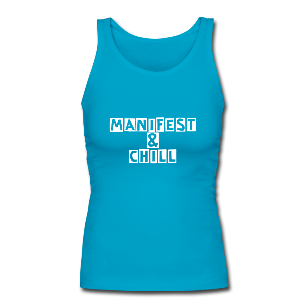 Manifest & Chill Women's Longer Length Fitted Tank - turquoise