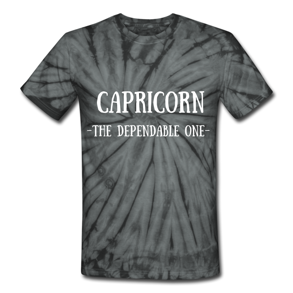 Capricorn- unisex Tie Dye T-Shirt - spider black