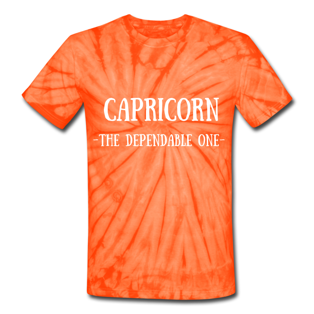 Capricorn- unisex Tie Dye T-Shirt - spider orange
