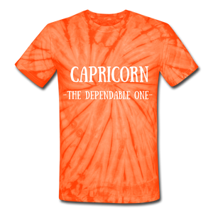 Capricorn- unisex Tie Dye T-Shirt - spider orange