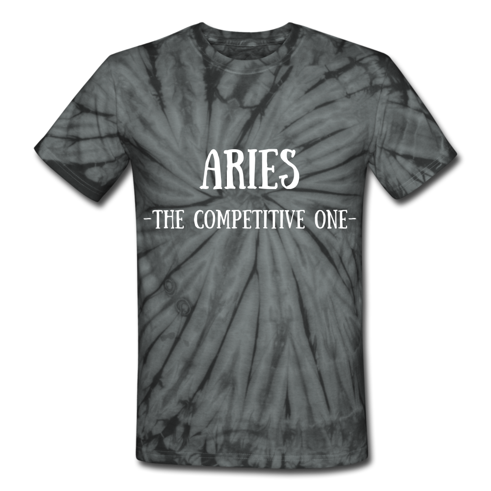 Aries- Unisex Tie Dye T-Shirt - spider black