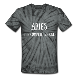 Aries- Unisex Tie Dye T-Shirt - spider black