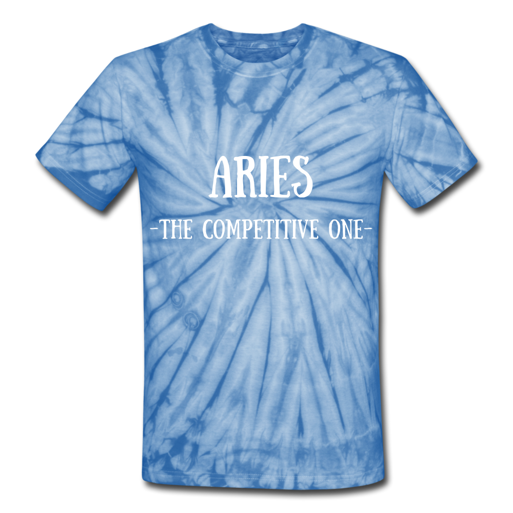 Aries- Unisex Tie Dye T-Shirt - spider baby blue