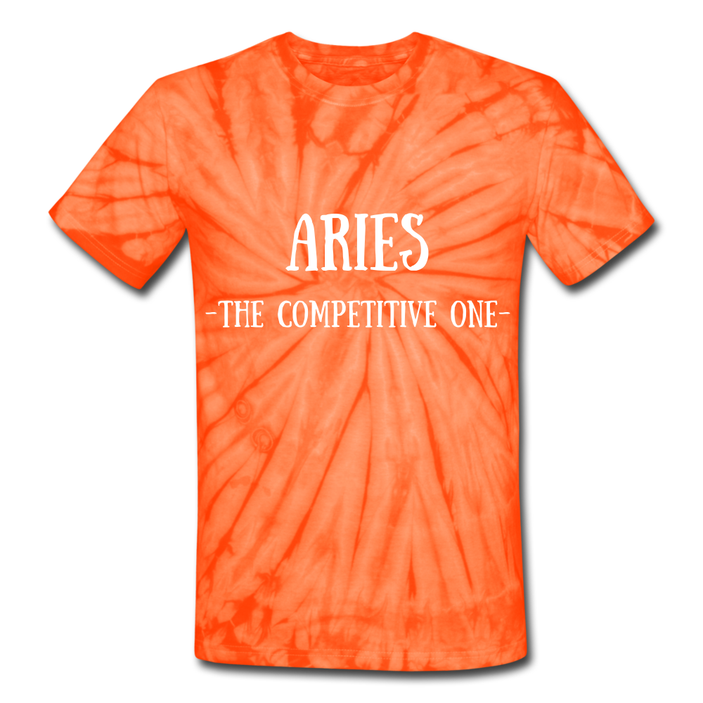 Aries- Unisex Tie Dye T-Shirt - spider orange