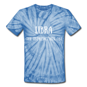 Libra- Unisex Tie Dye T-Shirt - spider baby blue