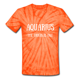 Aquarius- Unisex Tie Dye T-Shirt - spider orange