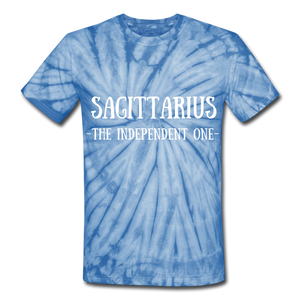 Sagittarius- Unisex Tie Dye T-Shirt - spider baby blue