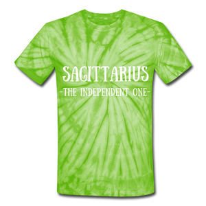 Sagittarius- Unisex Tie Dye T-Shirt - spider lime green