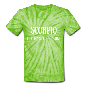 Scorpio- Unisex Tie Dye T-Shirt - spider lime green