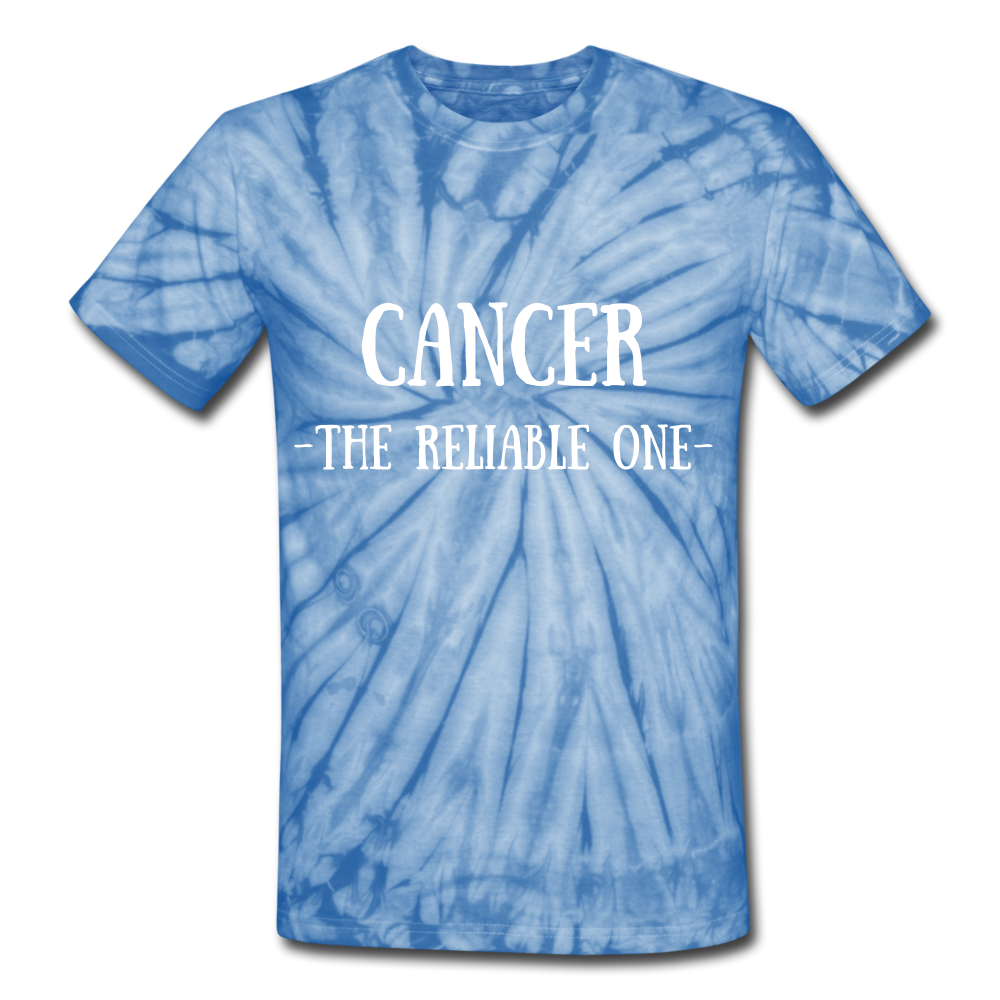 Cancer- Unisex Tie Dye T-Shirt - spider baby blue