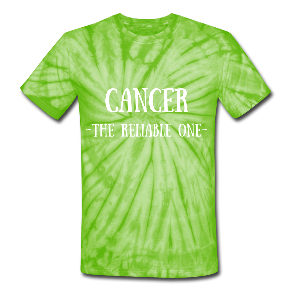Cancer- Unisex Tie Dye T-Shirt - spider lime green
