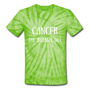 Cancer- Unisex Tie Dye T-Shirt - spider lime green