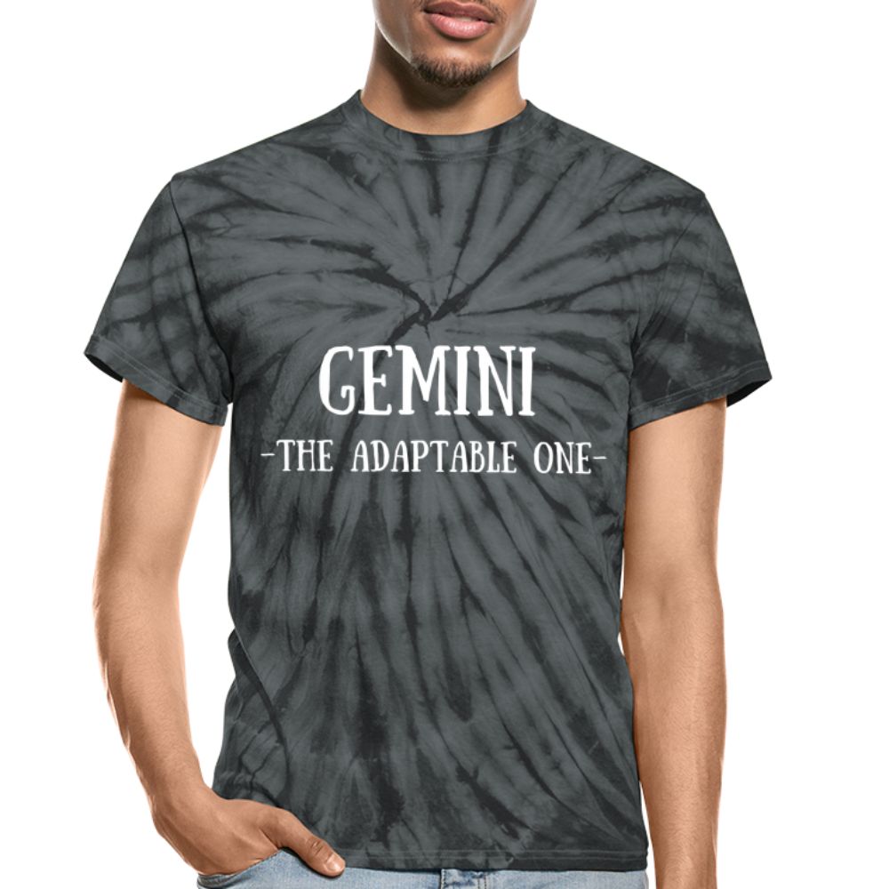 Gemini- Unisex Tie Dye T-Shirt - spider black