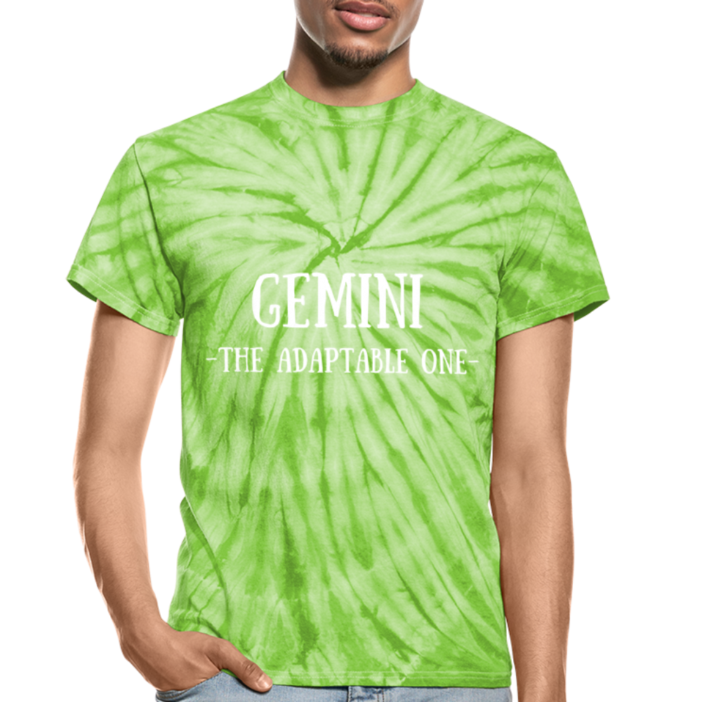 Gemini- Unisex Tie Dye T-Shirt - spider lime green