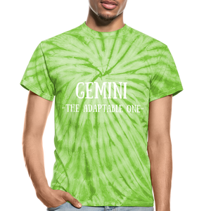 Gemini- Unisex Tie Dye T-Shirt - spider lime green