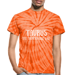 Taurus- Unisex Tie Dye T-Shirt - spider orange