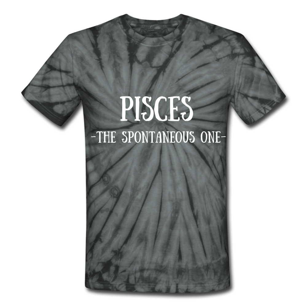Pisces- Unisex Tie Dye T-Shirt - spider black