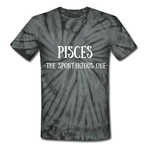 Pisces- Unisex Tie Dye T-Shirt - spider black