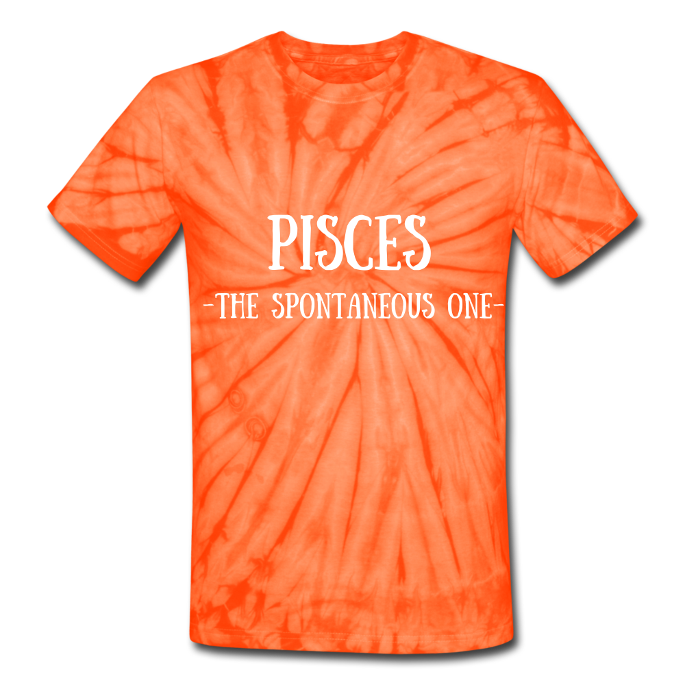 Pisces- Unisex Tie Dye T-Shirt - spider orange