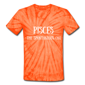 Pisces- Unisex Tie Dye T-Shirt - spider orange